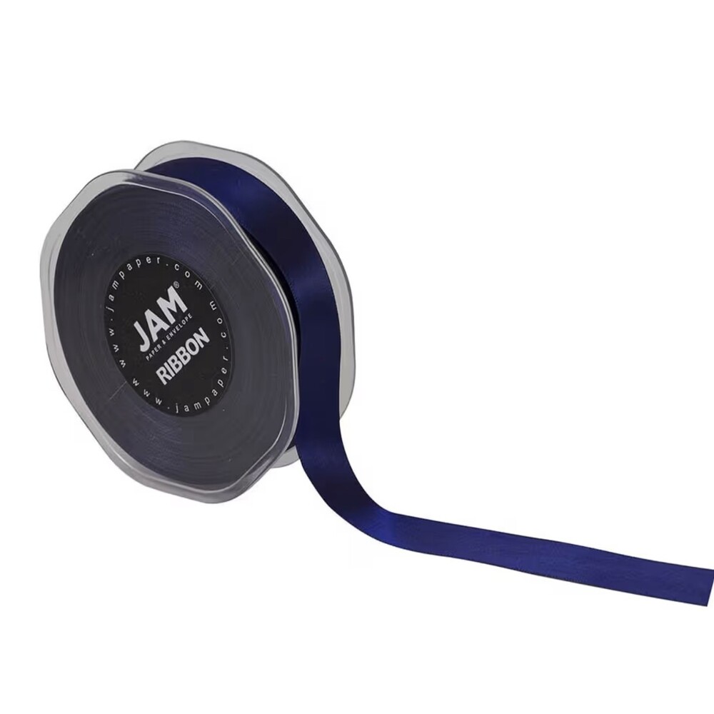 JAM PAPER Double Faced Satin Ribbon - 7/8 Inch Wide x 25 Yards - Navy Blue